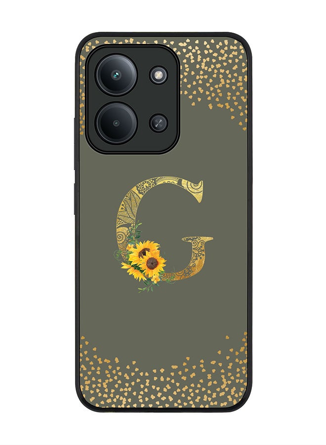 For Xiaomi Redmi 15C 4G Case,Slim fit Camera Protection, Shockproof Thin Phone cover  - Custom Floral Monogram - G  (Olive Green )